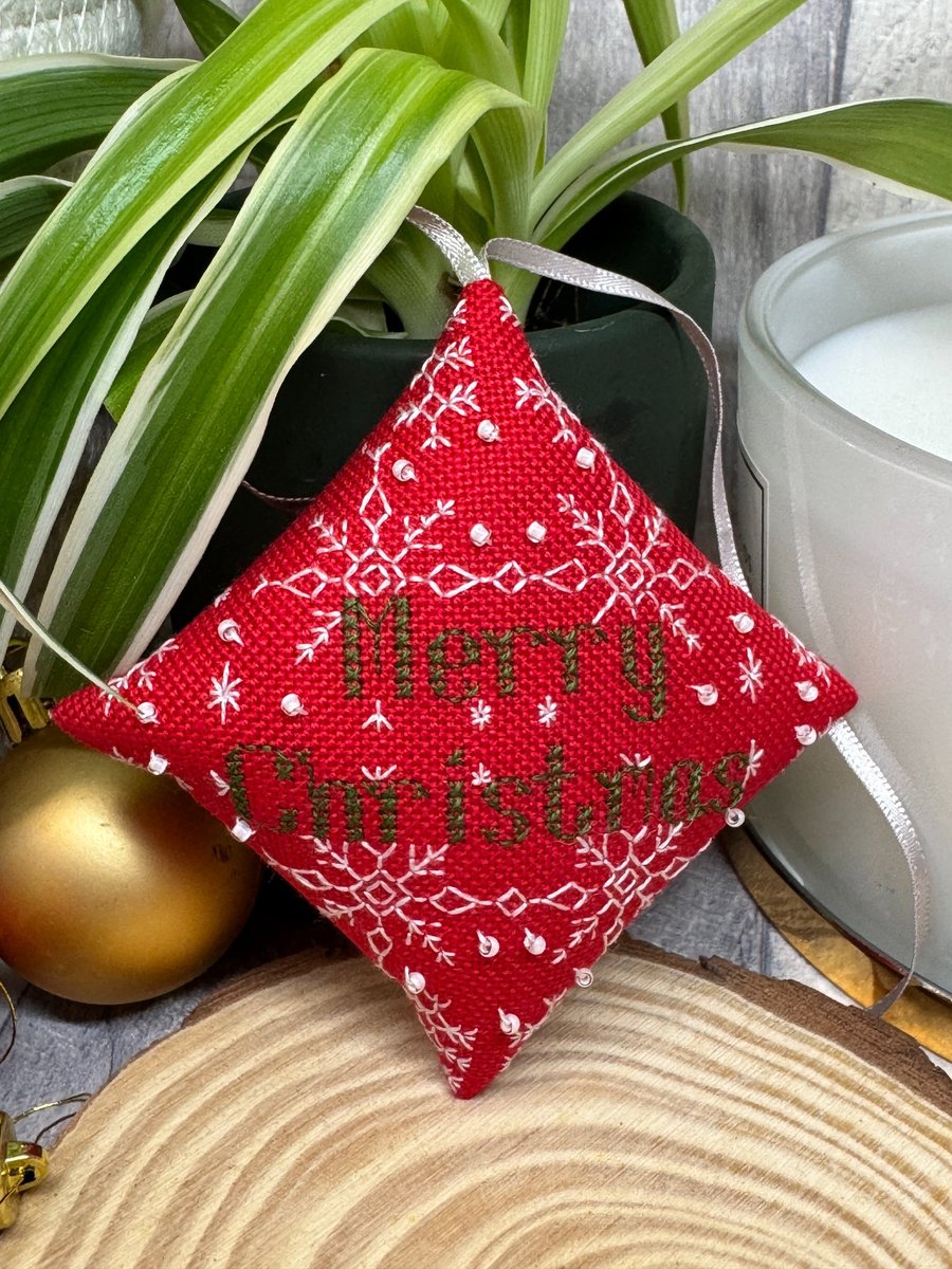 Hanging Christmas Decoration Pattern Cross Stitch, PDF Download, Snowflake, Hand