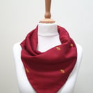 Sari silk and tweed neckwarmer, button wrap scarf. Double sided, reversible. 