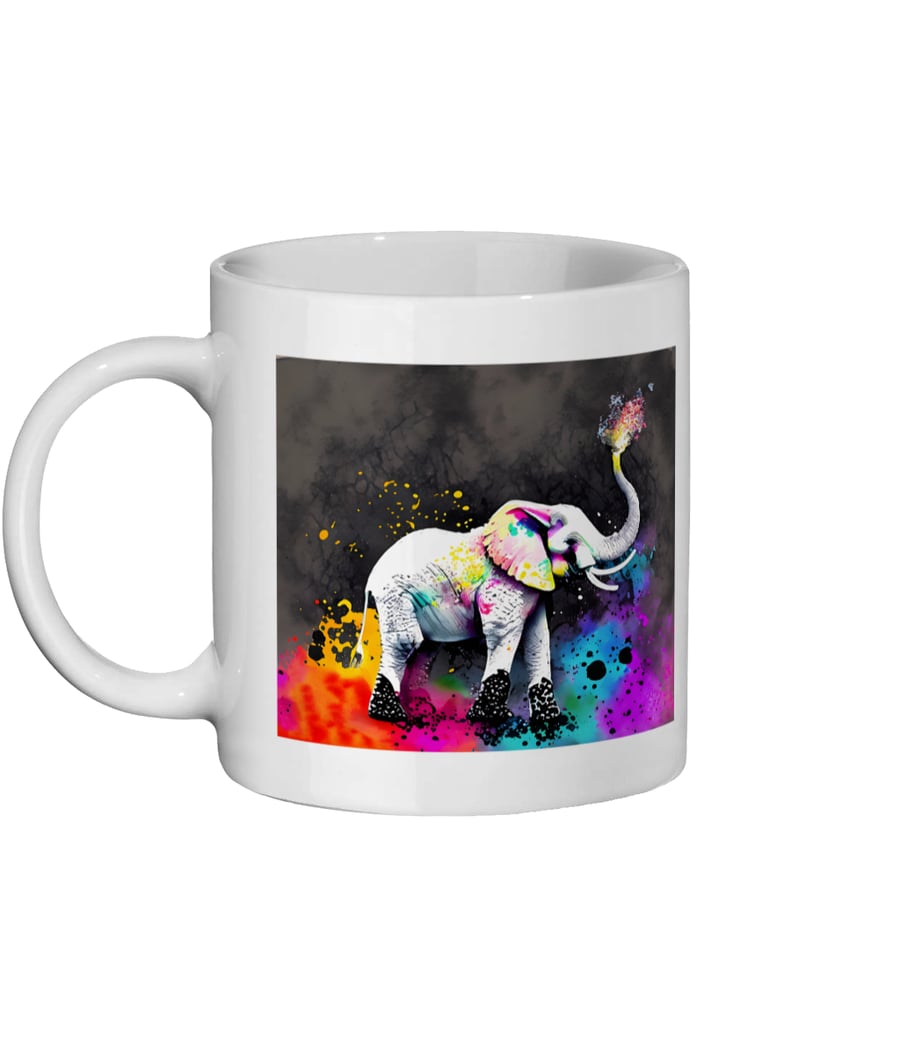Watercolour Elephant Trumpeting - Bright, Vivid Wildlife Mug