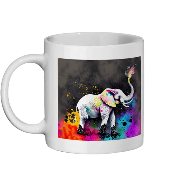 Watercolour Elephant Trumpeting - Bright, Vivid Wildlife Mug
