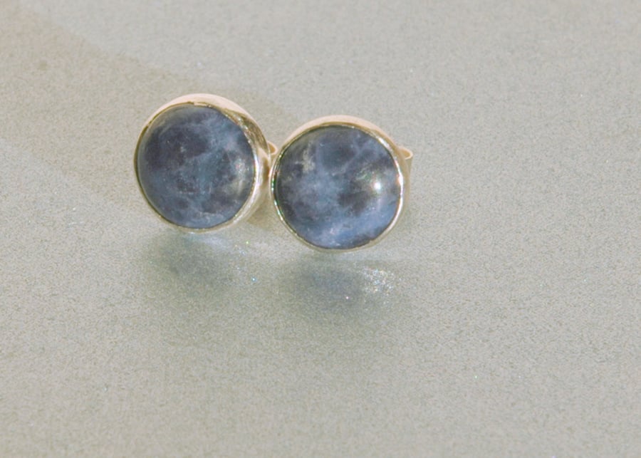 Sterling silver stud Earrings with Sodalite, E72
