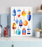 Lobster Buoys Illustrated A4 Art Print - Image 2