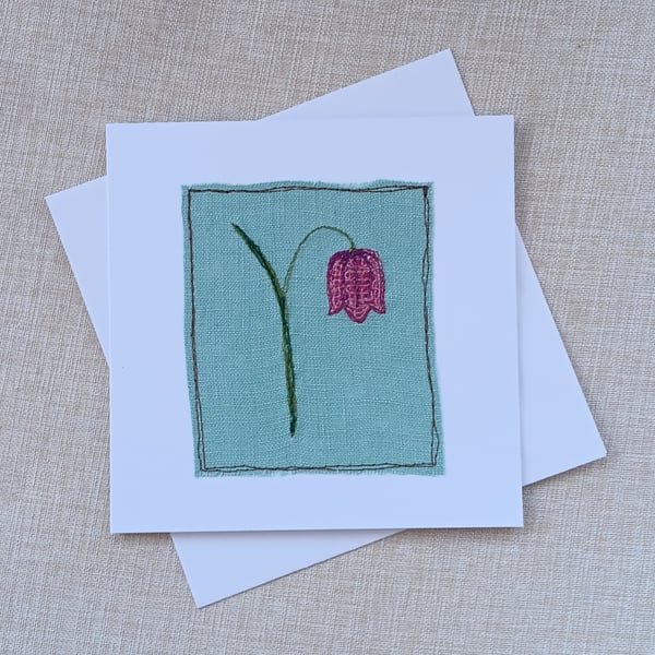 Embroidered Fritillaria Greetings Card