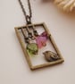 Bird necklace with flowers - Image 3