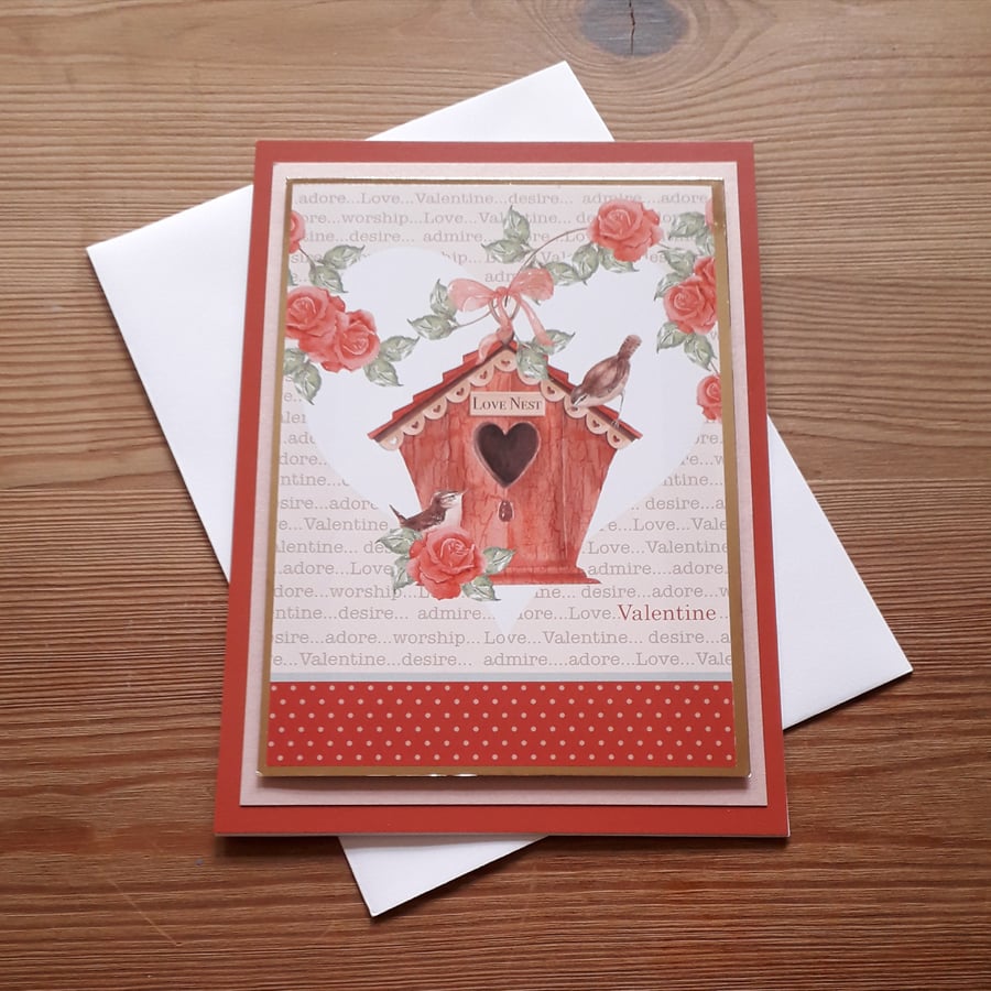 Valentine Card Love Nest With Roses