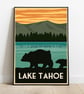 Lake Tahoe retro travel poster, Lake Tahoe travel print, USA travel art - Image 1