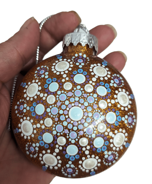 Hand painted dot mandala Christmas ornament