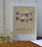 Hand-stitched mini bunting, little white doves, pretty card to keep! - Image 1