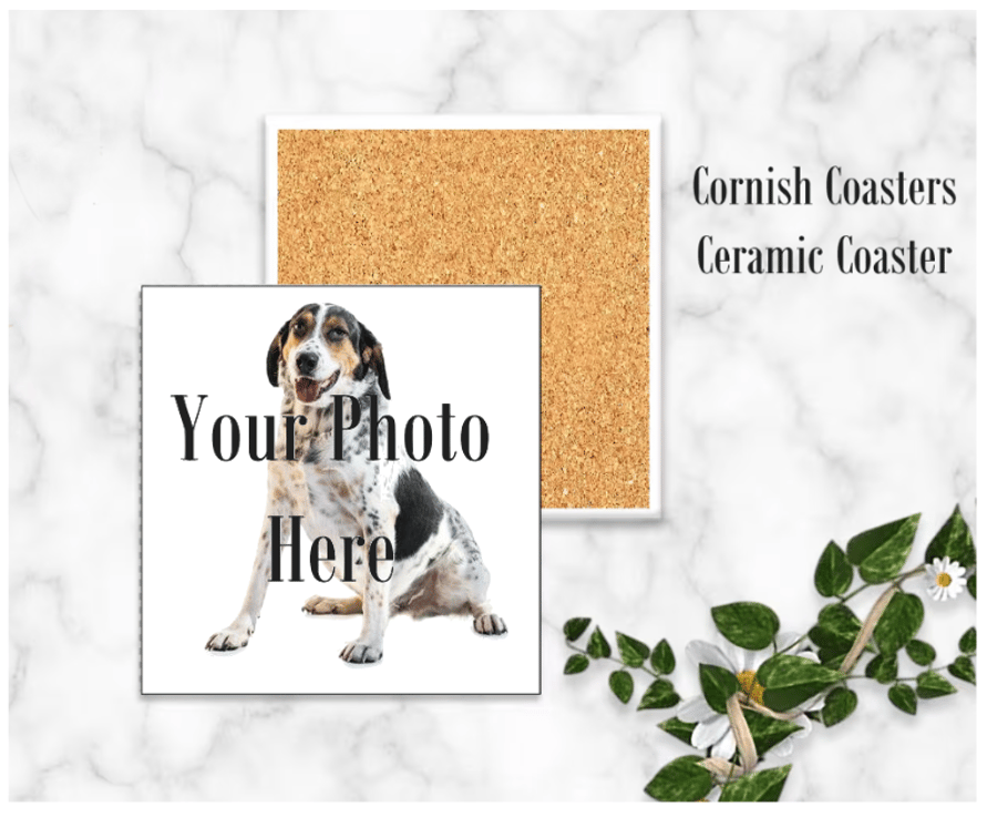 Personalized Photo Coaster, 4’ x 4’ Square Ceramic Keepsake.