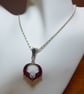 Red and Silver Enamelled Bat Pendant Necklace with Long Chain