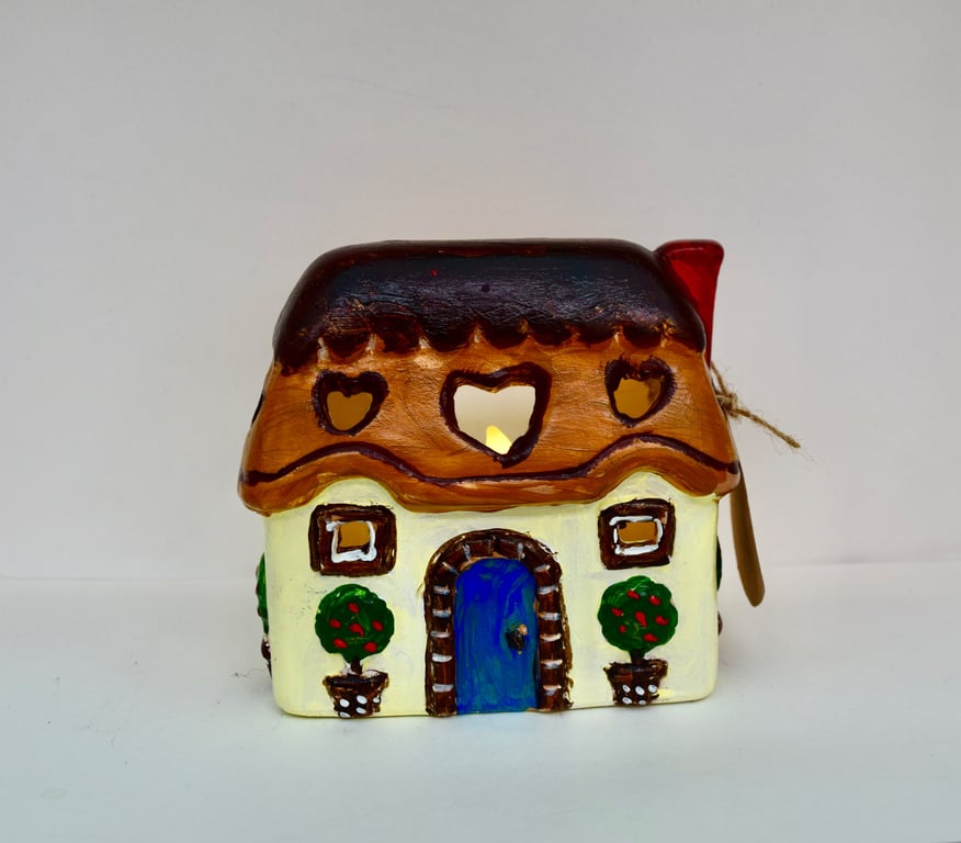 Hand-Painted Ceramic Country Cottage Tea-light