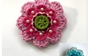 Crochet flower brooches