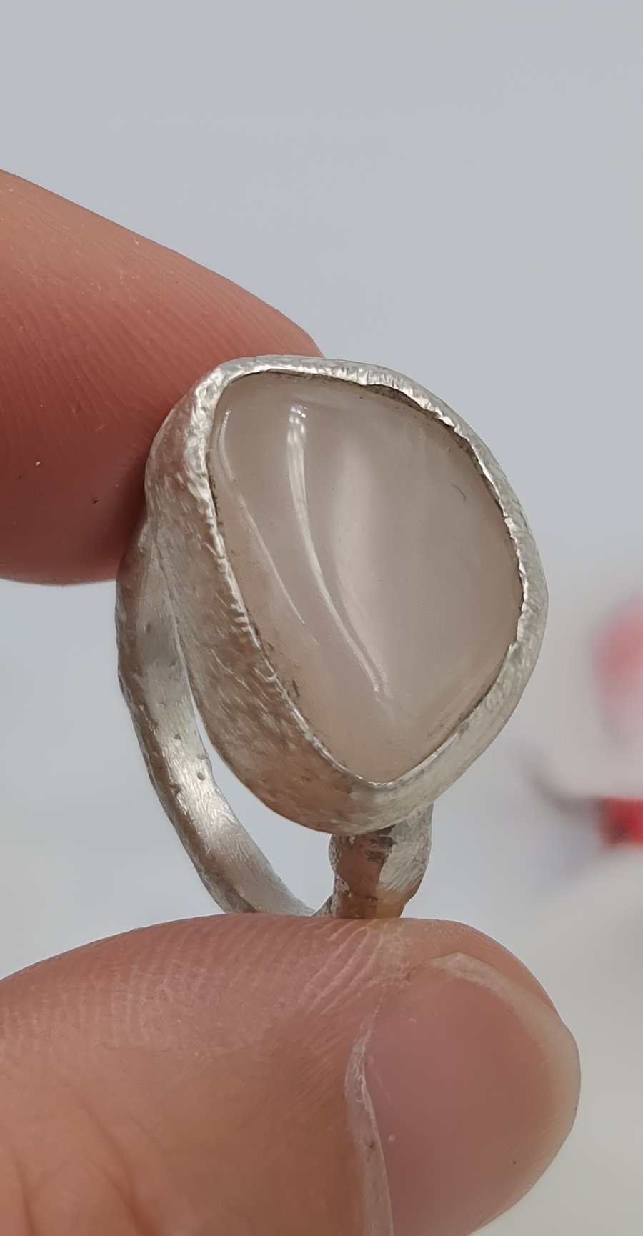 Rosy Serenity Forged Silver Ring