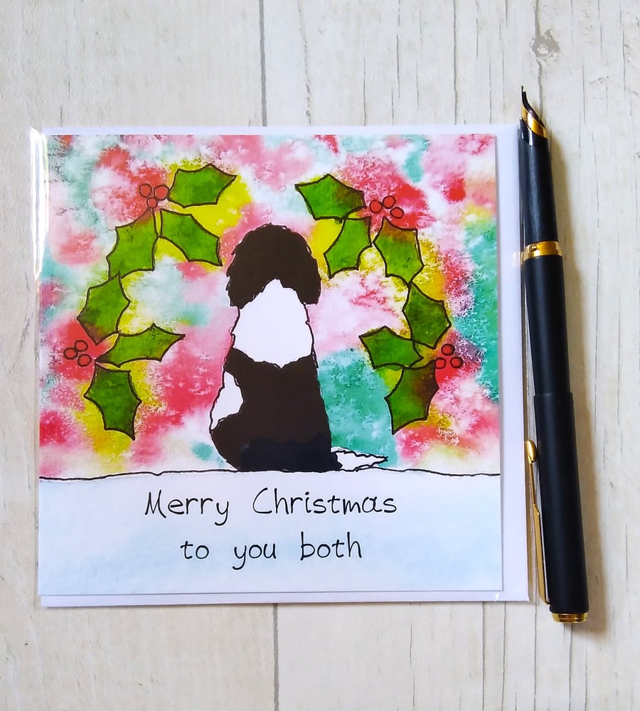 Springer Spaniel Christmas card (printed card).Christmas card. Spaniel card.