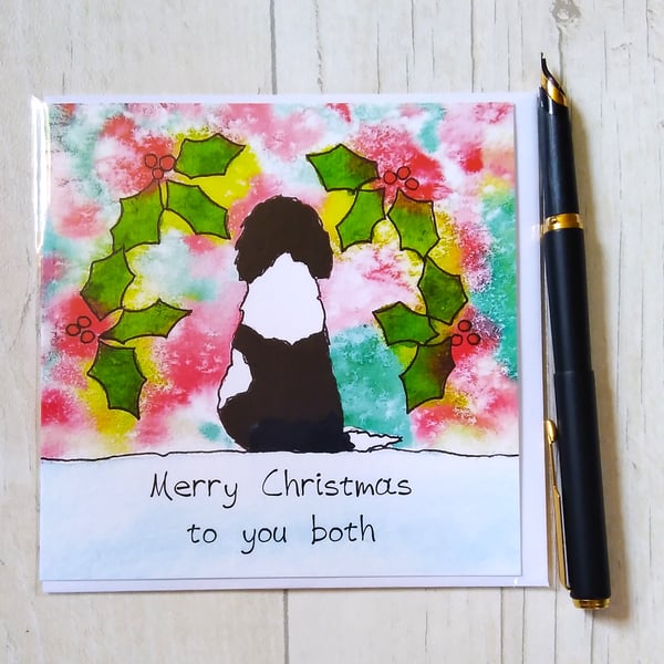 Springer Spaniel Christmas card (printed card).Christmas card. Spaniel card.