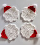 Santa Hat Coasters for Christmas - Handmade Crochet - Set of 4 - Image 1