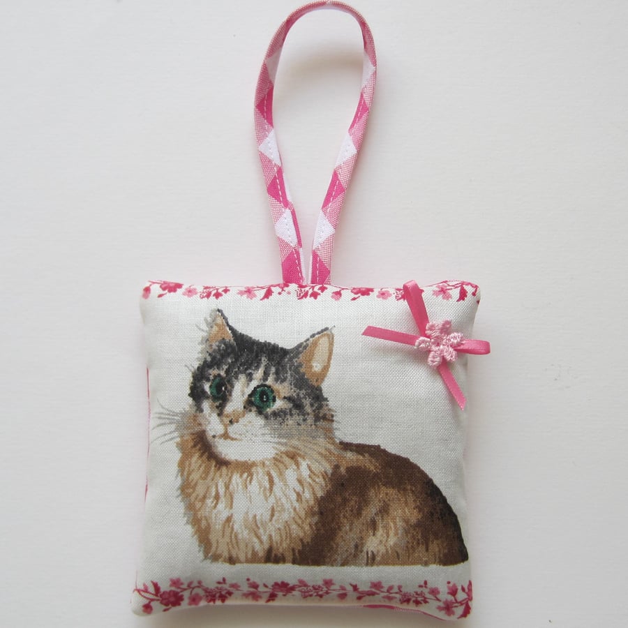 SALE Pink Gingham Cat Lavender Bag