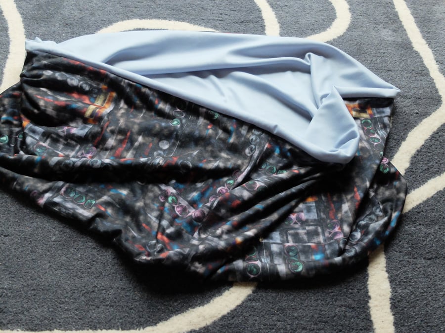 Infinity scarf in Backgammon design printed jersey fabric