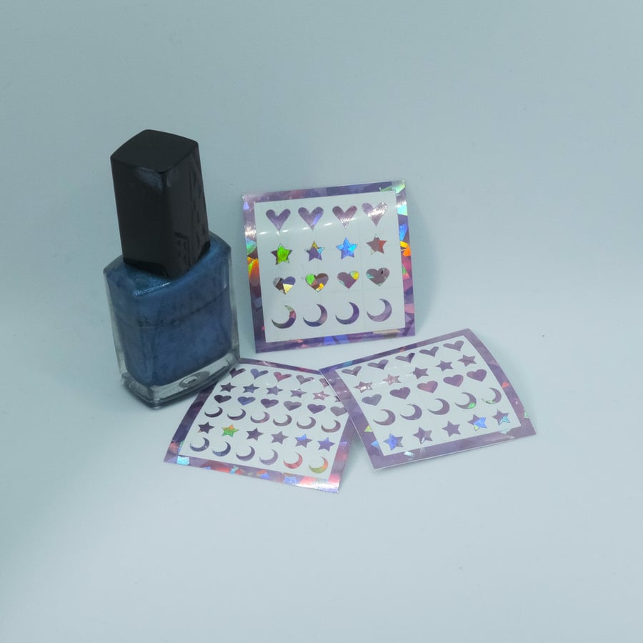 Pack of Pink Holographic Nail Stickers