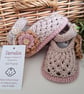 Designer Baby Girl's  Lacey Fawn Flower Hand Knitted Shoes  3-6 months size - Image 6