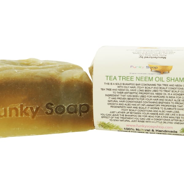1 piece Tea Tree Neem Oil Shampoo Bar, 100% Natural Handmade aprox.120g