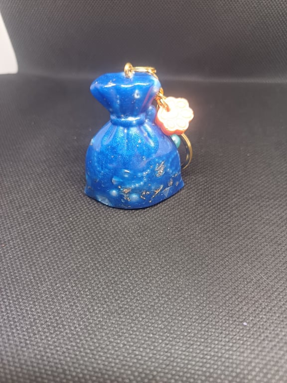 Handmade resin ketchain Pouch Charm Blueresin Bag charm LUCKY CHARM