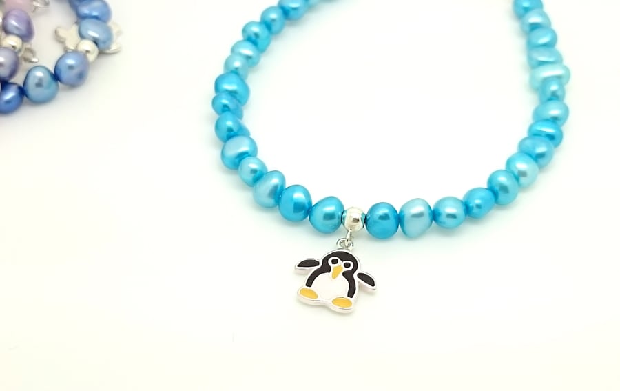 Penguin Winter Pearl Children's Bracelet