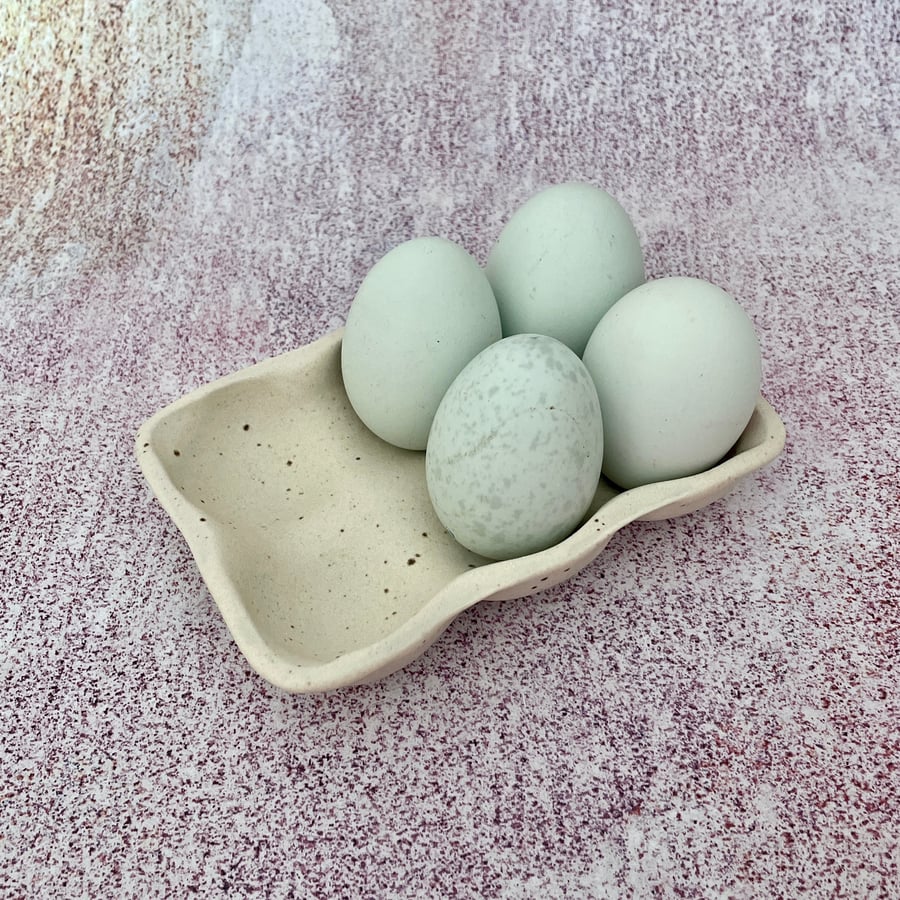 White Ceramic Egg Tray, Holds 6  Eggs - Made to Order