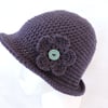Clearance Sale 5.00  Cloche Hat  Crochet Purple Chunky Acrylic