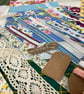 Slow Stitching kit, mix textiles, fabric and trims  - Image 2