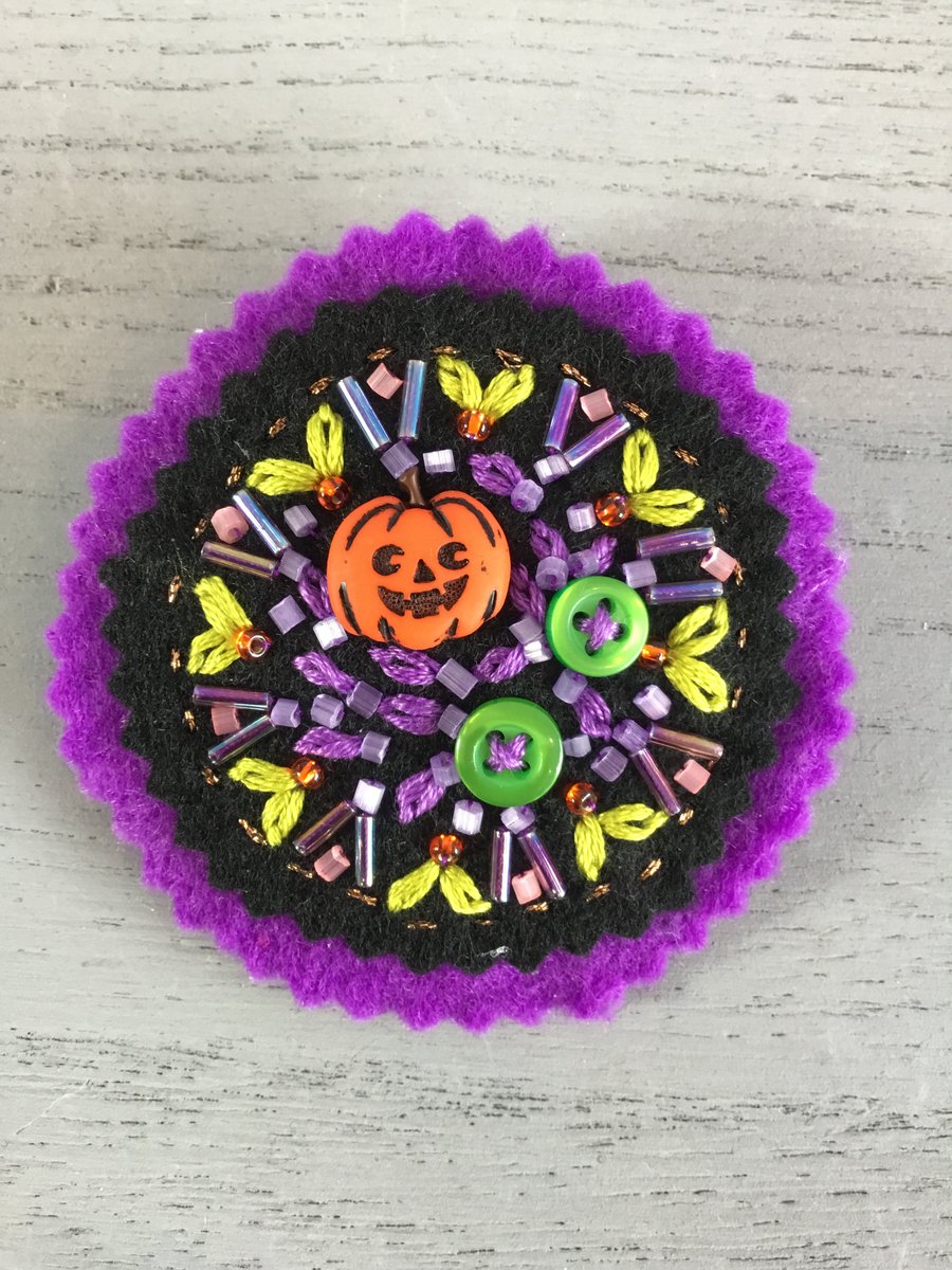 Halloween Embroidered Brooch