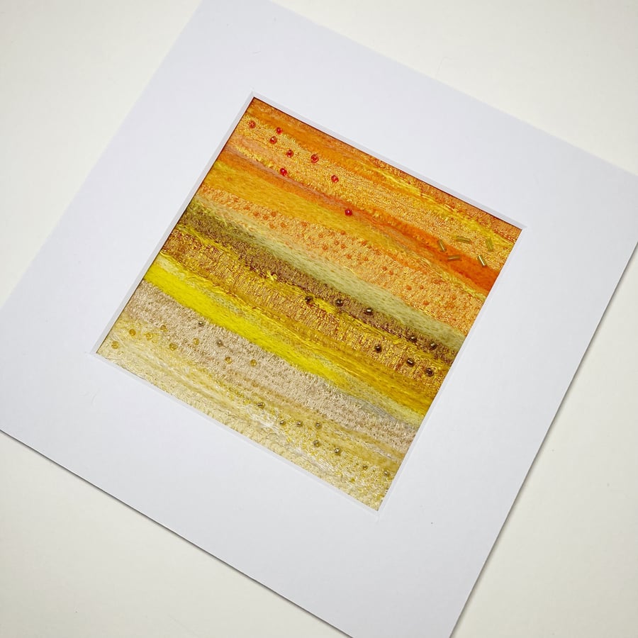 Abstract textile art, Study in yellow and orange