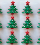 Bag of 12 Christmas Tree Buttons, 25mm Tall, Glossy Pastel Shades, Shank Back