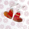 Recycled plastic red & gold heart earrings