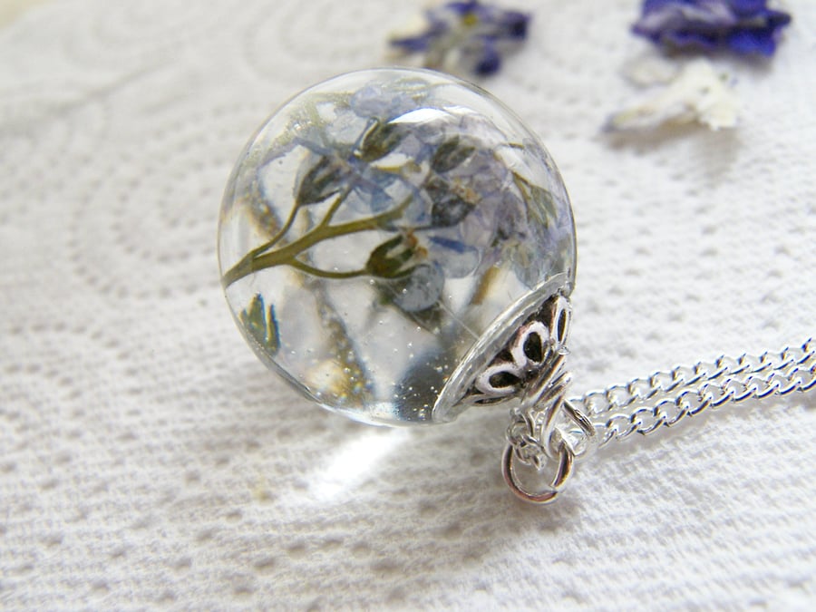 me Not Real Flower Resin Orb Sphere Neck... Folksy
