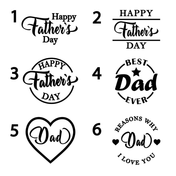 6 Father's Day Designs - Themed Vinyl Stickers for Dad Glass Jar Decal