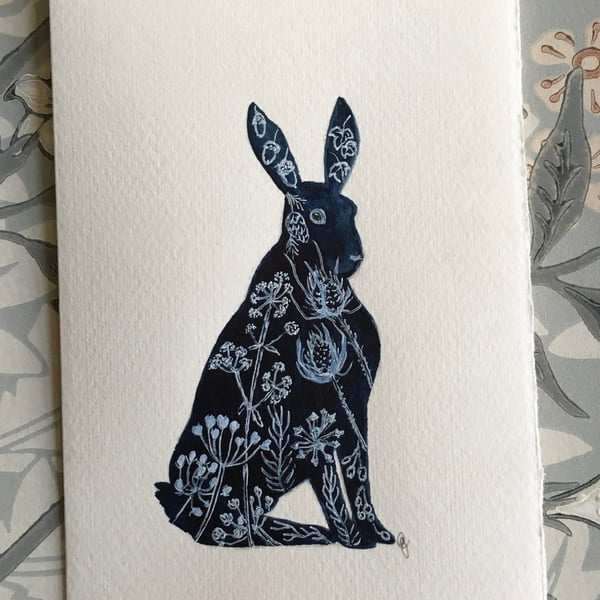 Seconds Sunday - Greetings card Hare silhouette 