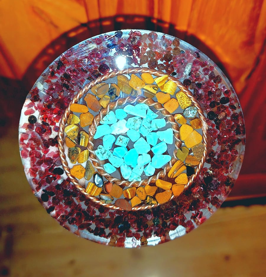 Water Structure Plate: Tensor Rings with Garnet, Tiger Eye & Turquoise NOW REDUC