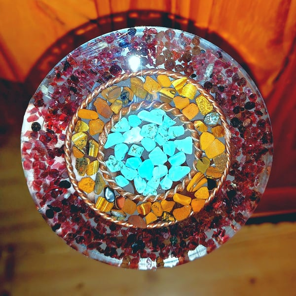Water Structure Plate: Tensor Rings with Garnet, Tiger Eye & Turquoise NOW REDUC