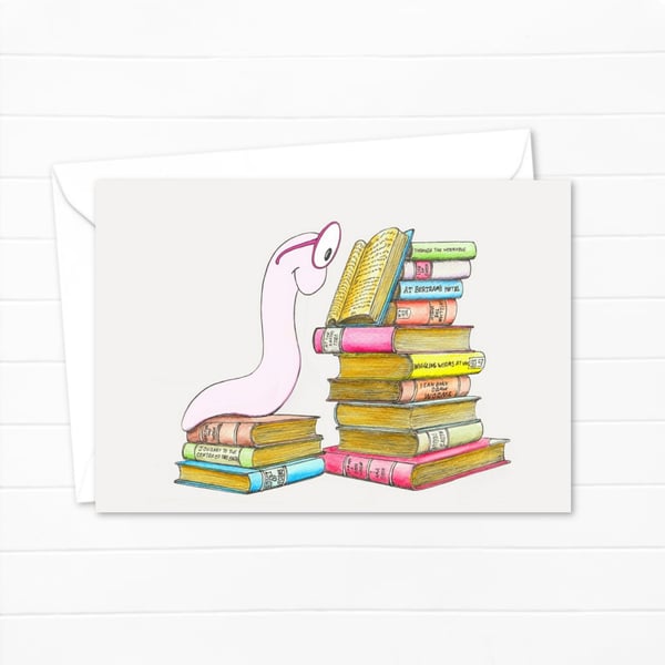Bookworm Greeting Card: Book Lover Birthday Card (203)