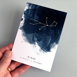 Virgo Constellation Zodiac Star Sign Birthday Card 23 August - 22 September