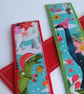 Christmas Dinosaur Bookmark - fabric and wool felt in green or red - Image 3