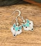 Geometric arctic fox beadwork earrings