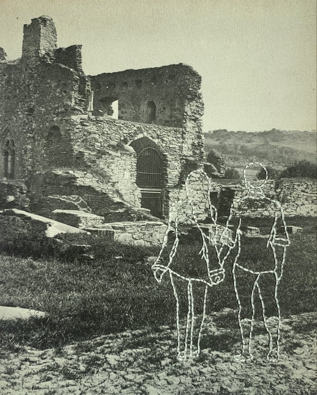 Hand embroidered vintage book page