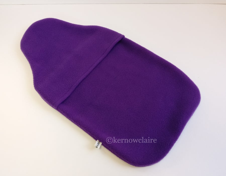Hot water bottle cover in purple fleece, 2 L, Hot water bottle cozy, handmade