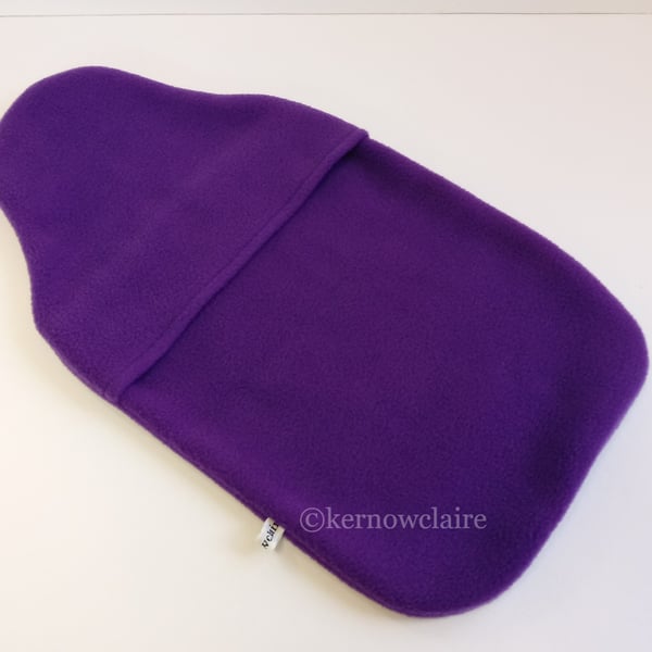 Hot water bottle cover in purple fleece, 2 L, Hot water bottle cozy, handmade