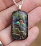 Handmade rainbow textured dichroic glass pendant fused glass necklace SKU F20