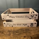 Personalised Valentine’s Date Night Wooden Crate - Hand Burned Keepsake Gift