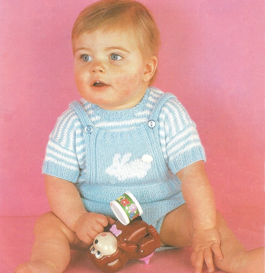 VINTAGE KNITTING PATTERN Babies Top and Pants