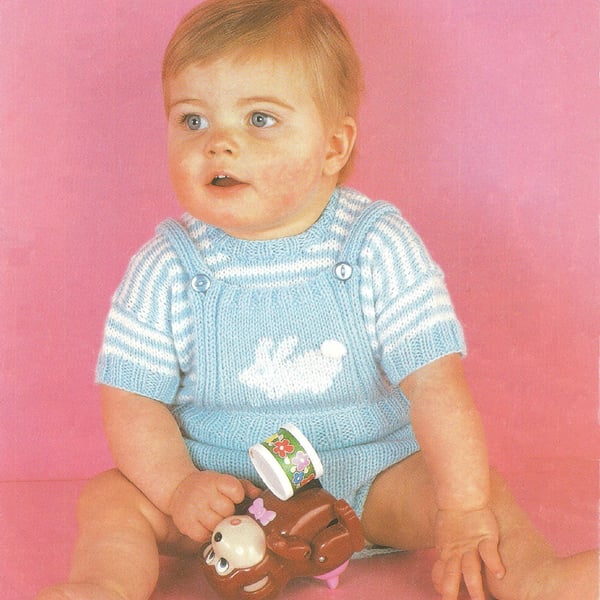 VINTAGE KNITTING PATTERN Babies Top and Pants